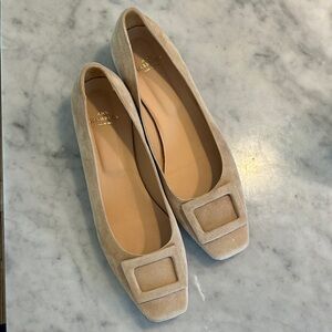 Ann Mashburn Suede Buckle Heels